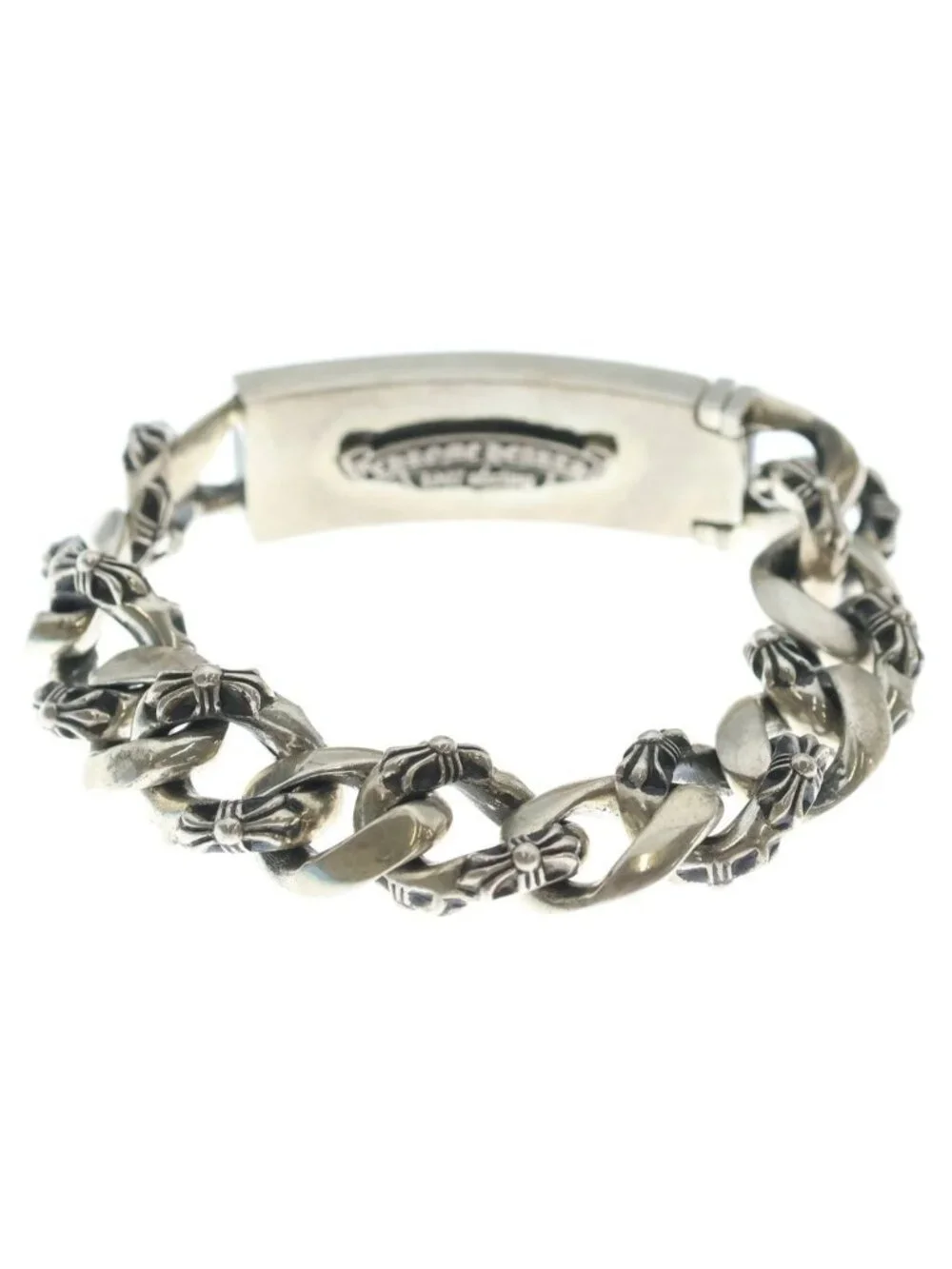 Chrome Hearts ID Floral Crs ID Fancy Link Bracelet Silver